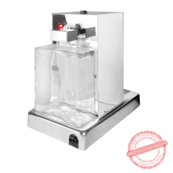 a silver coffee machine with a black background