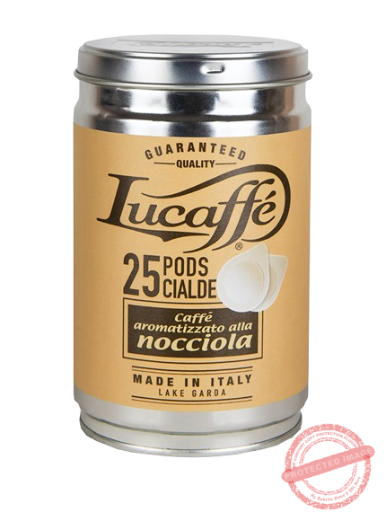 Lucaffè Nocciola — 25 vnt. E.S.E. (44 mm) kapsulės, metalinė dėžutė